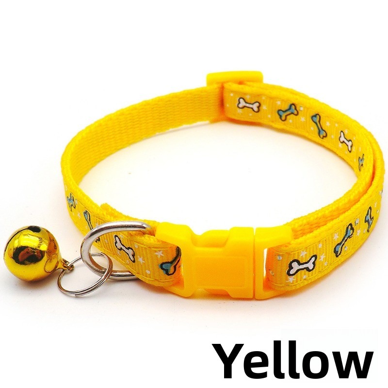 Leopard Print Nylon Pet Collar with Colored Bell