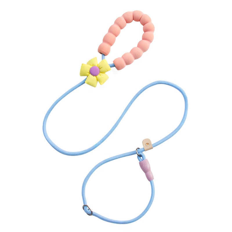 Flower Print Anti-Chew Nylon Dog Leash with Soft Handle