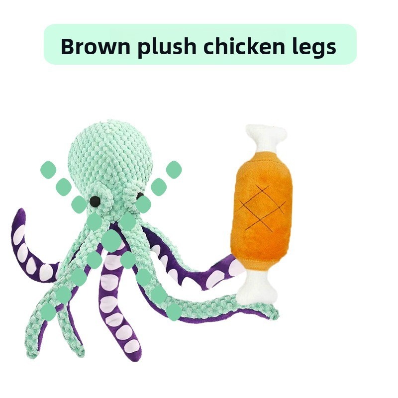 Squeaky Octopus Plush Toy for Aggressive Chewers