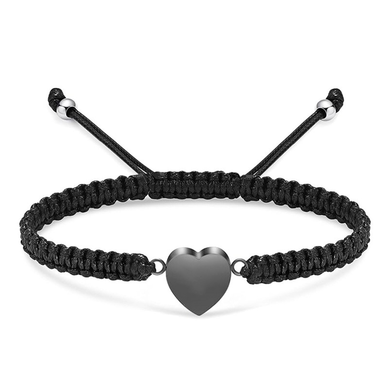 Black Woven Stainless Steel Pet Memorial Bracelet