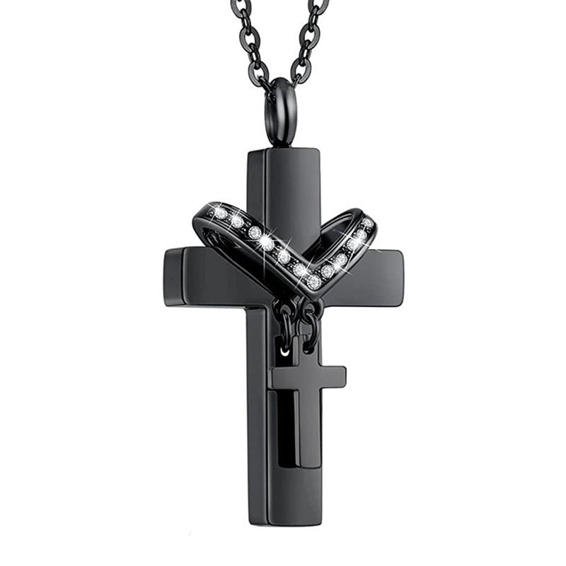 Memorial Cross Pet Ashes Stainless Steel Necklace