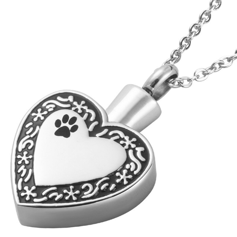 Heart Paw Print Perfume Bottle Memorial Pendant