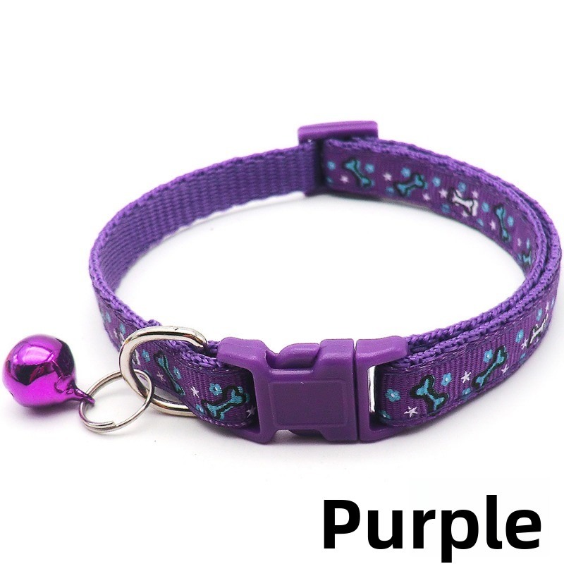 Leopard Print Nylon Pet Collar with Colored Bell