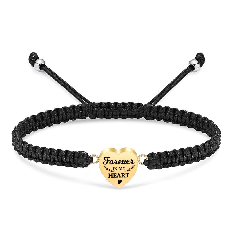 Adjustable Black Braided Rope Pet Ashes Bracelet