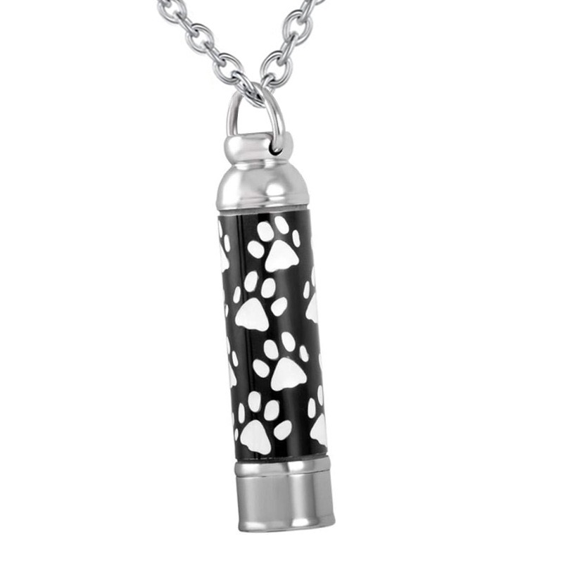 Commemorative Footprint Cylindrical Urn Necklace