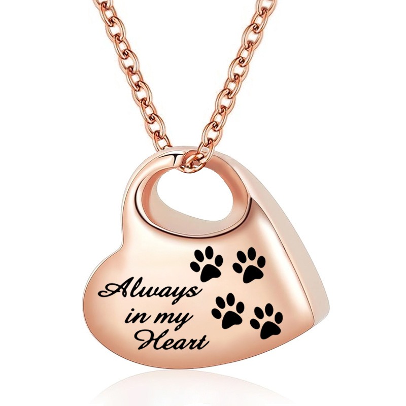 Heart Shaped Peach Memorial Pet Urn Pendant