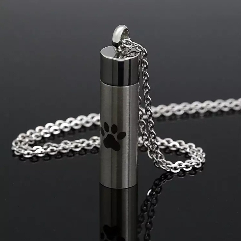 Minimalist Cylindrical Perfume Urn Pendant Necklace