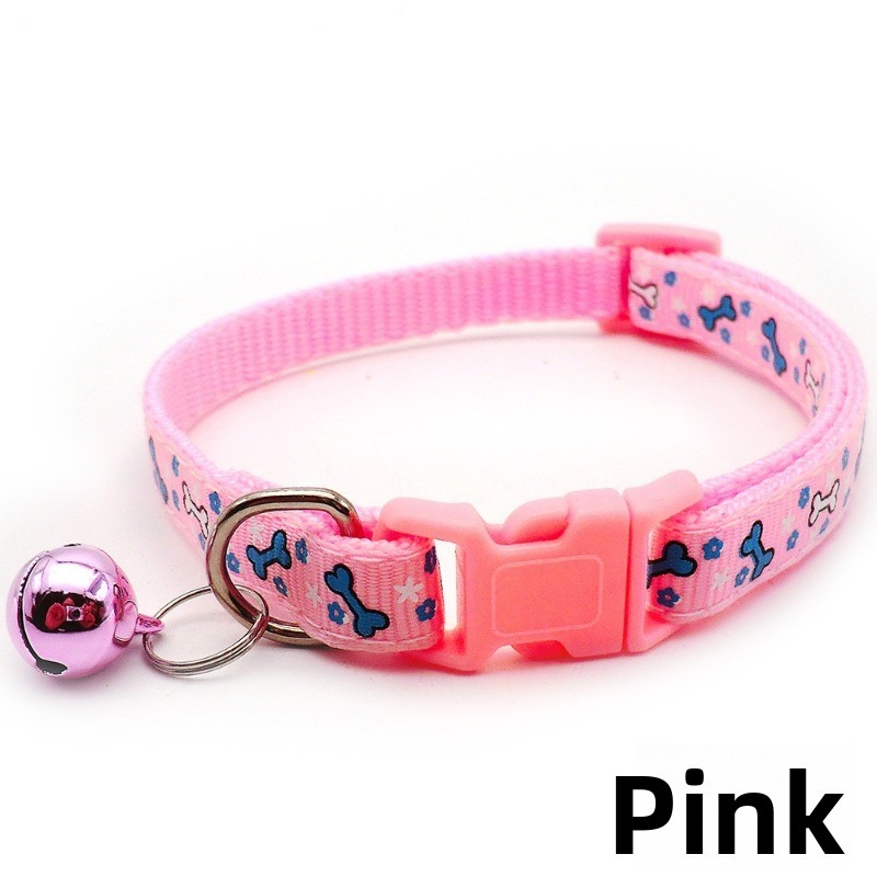 Leopard Print Nylon Pet Collar with Colored Bell