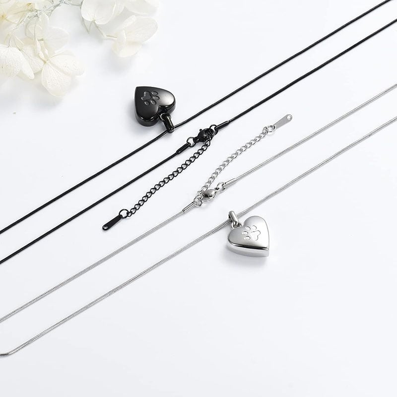 Pendant Paw Print Pet Heart Urn Necklace