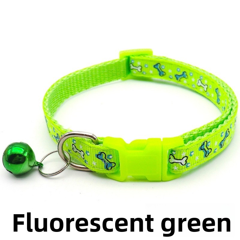 Leopard Print Nylon Pet Collar with Colored Bell