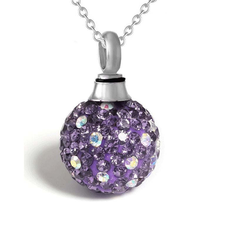 Diamond Ball Pet Ashes Storage Urn Necklace