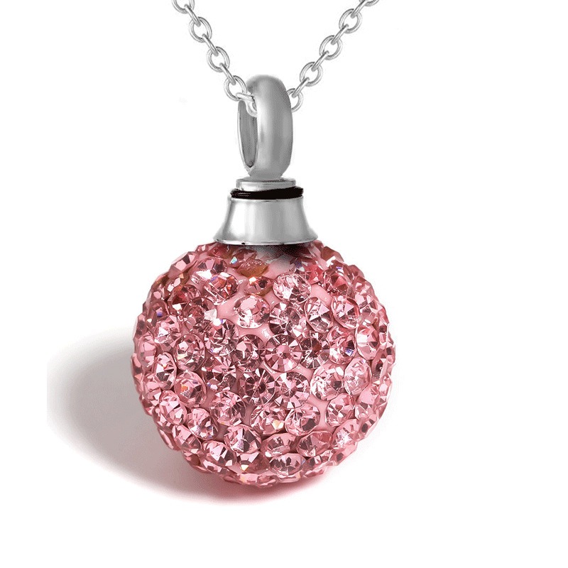 Diamond Ball Pet Ashes Storage Urn Necklace