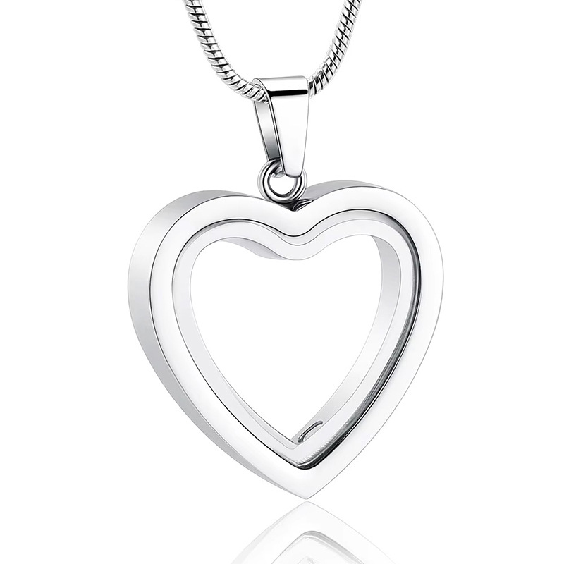 Openable Heart Shaped Glass Pet Urn Pendant