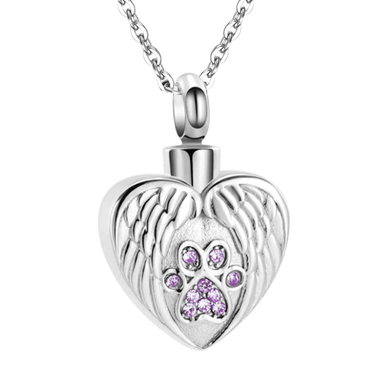 Angel Wings Pet Ashes Urn Necklace for Dogs