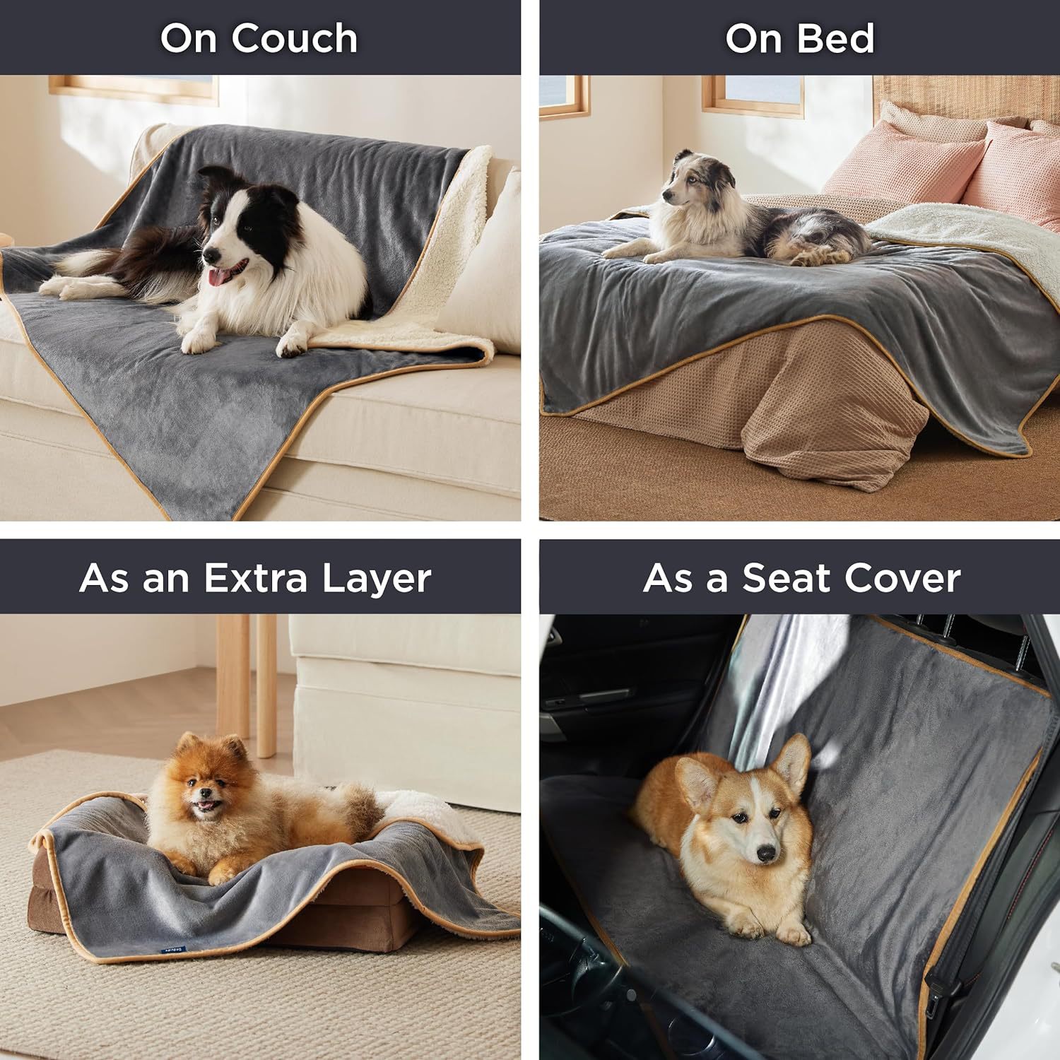 Double-Sided Plush Pet Blanket for Furniture Protection