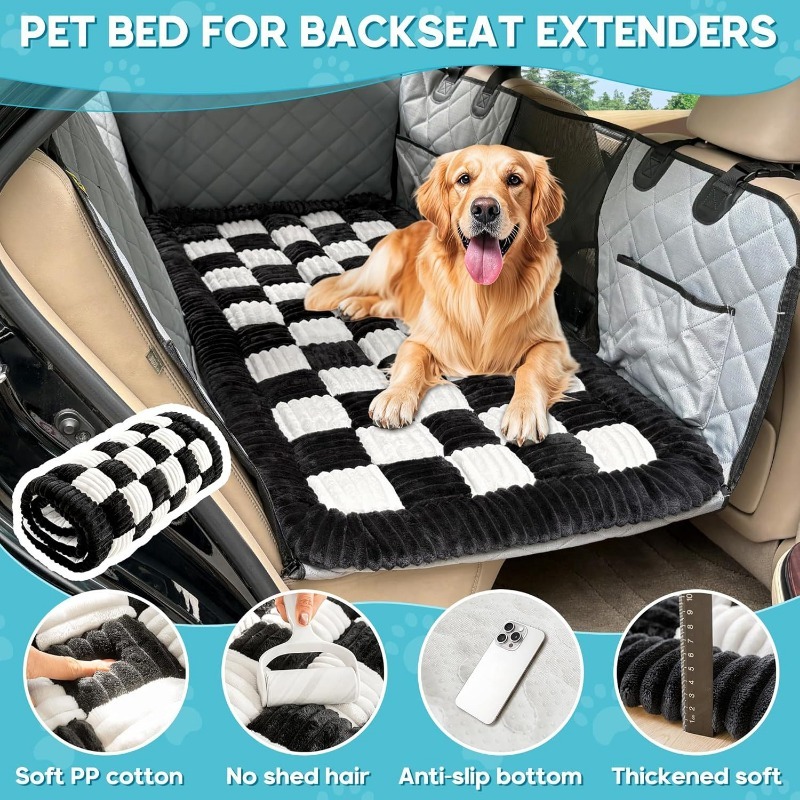 Extra Thick Grid Pattern Pet Sleeping Car Pad