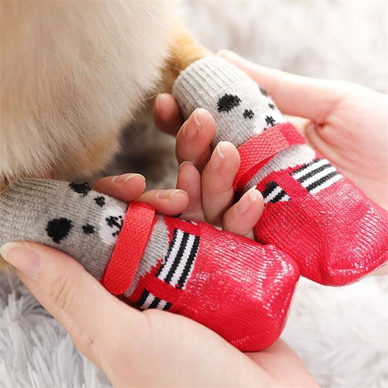 Knitted Waterproof Dog Socks for Winter