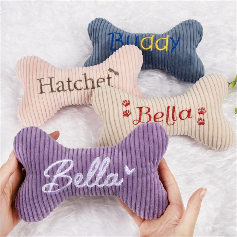 Striped Velvet Squeak Toy for Bite Training