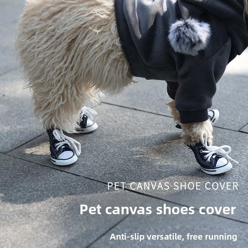 Denim Drawstring Dog Shoes for Small Pets