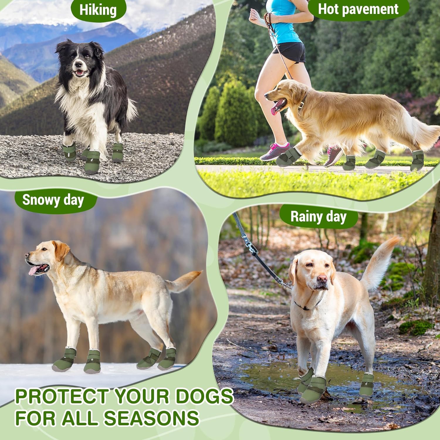 Hard-Soled Outdoor Dog Boots with Secure Fit