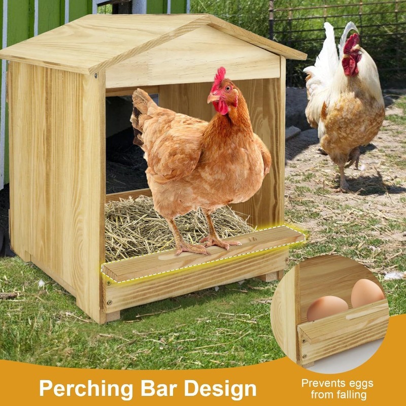 Outdoor Wooden Chicken Coop with Rain Shelter