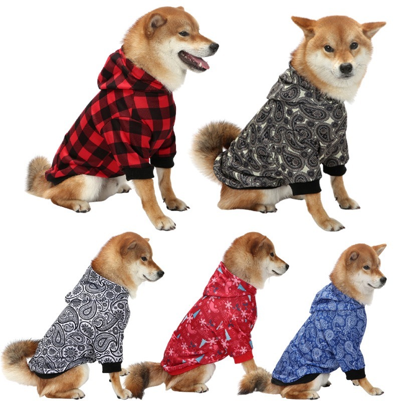 Plaid Fleece Hoodie for Medium Large Dogs