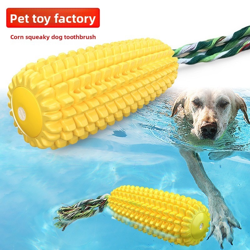 Corn-Shaped Squeaky Chew Toy for Dental Health