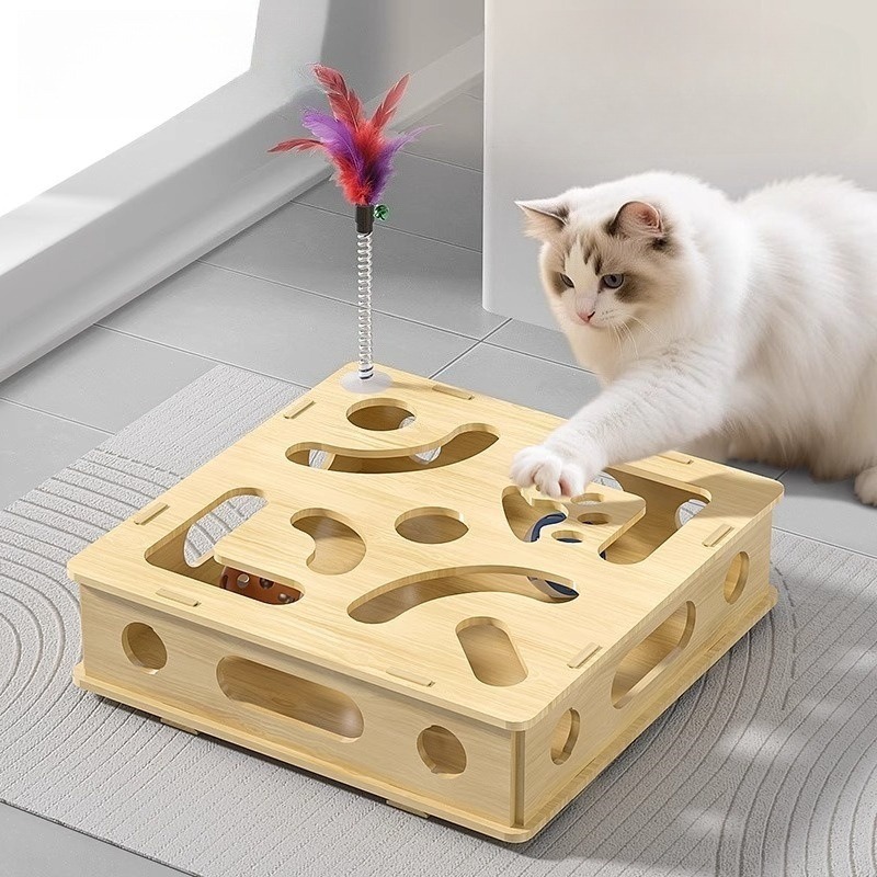 Wooden Cat Maze Puzzle Toy Box