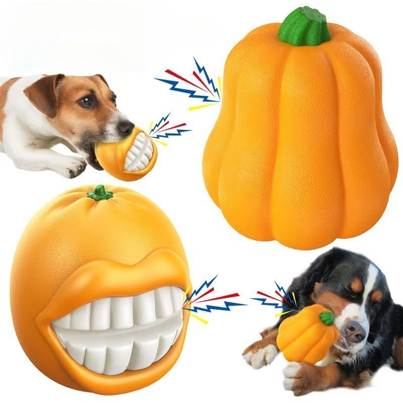 TPR Pumpkin Ball Chew Toy with Squeaker
