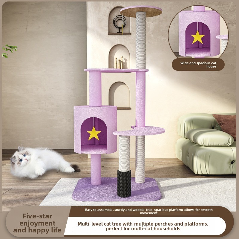 Purple Multi-Functional Cat Climbing Frame