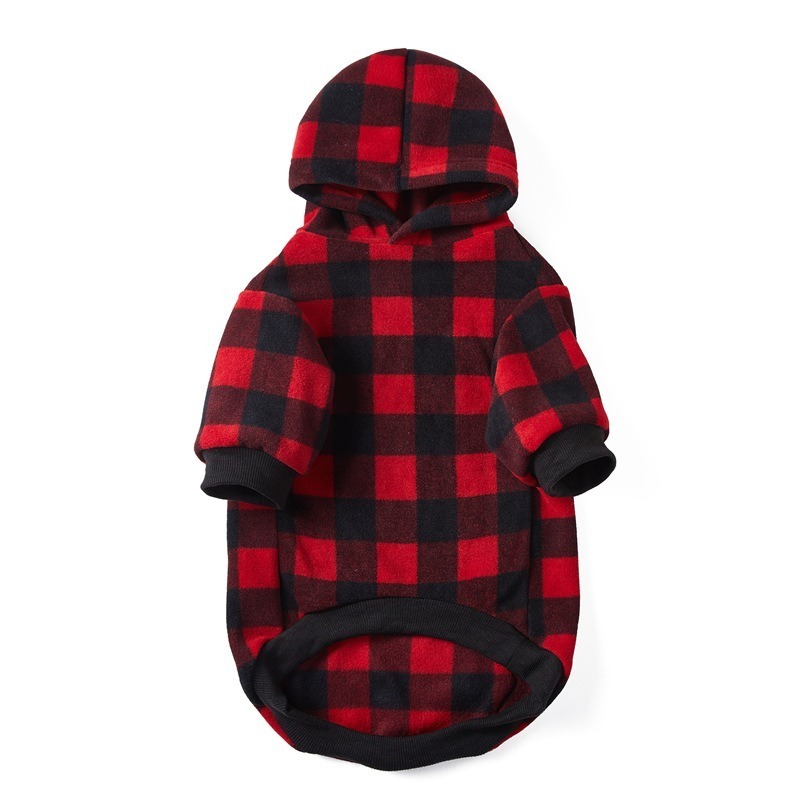 Plaid Fleece Hoodie for Medium Large Dogs