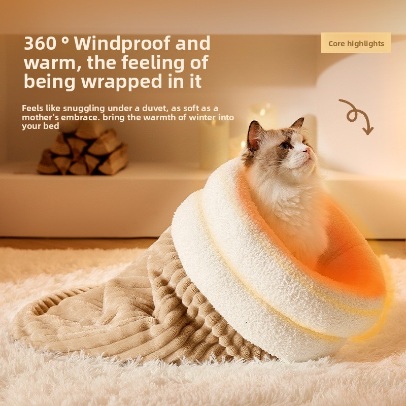 Winter Velvet Cat Sleeping Bag Warm