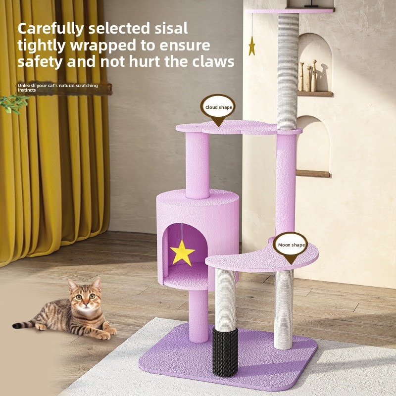 Purple Multi-Functional Cat Climbing Frame