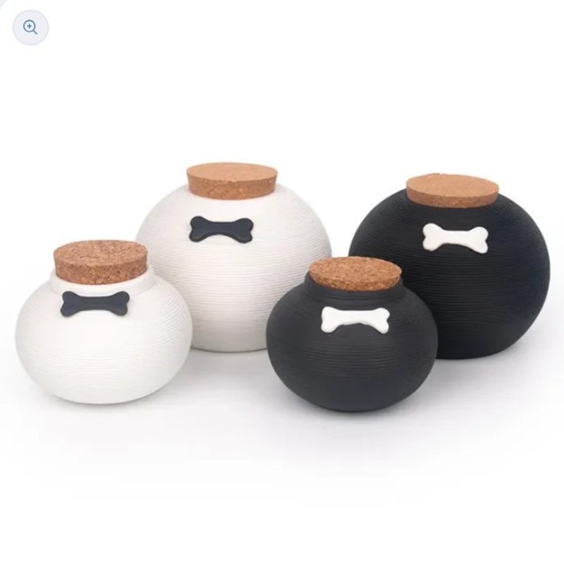 Ceramic Pet Memorial Urn with Bone-Shaped Metal Tag