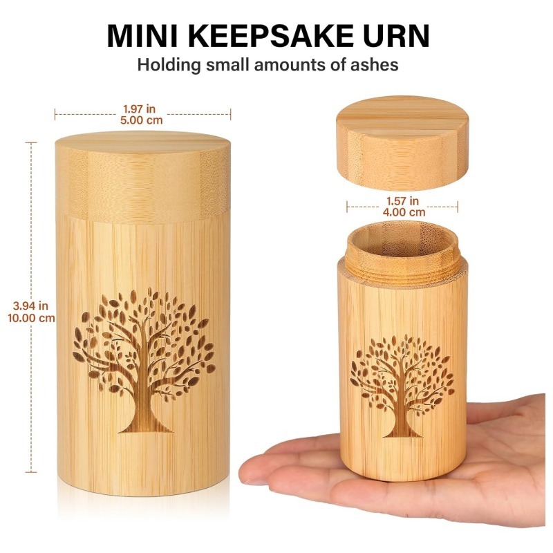 Modern Bamboo Pet Cremation Urn for Dogs and Cats