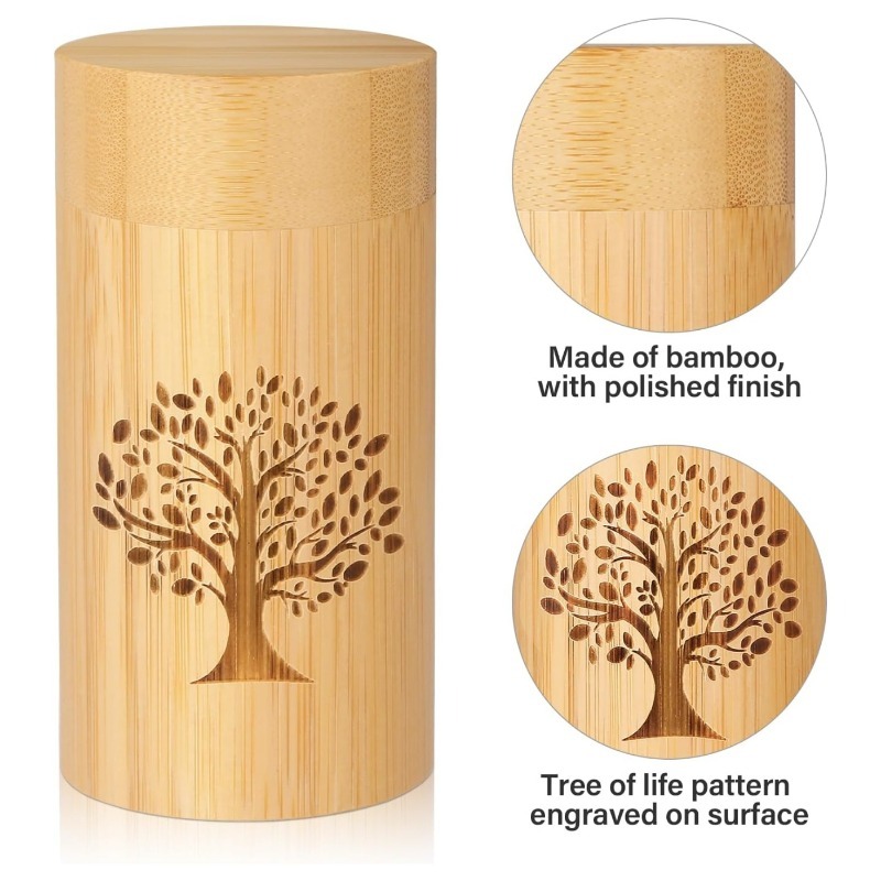 Modern Bamboo Pet Cremation Urn for Dogs and Cats