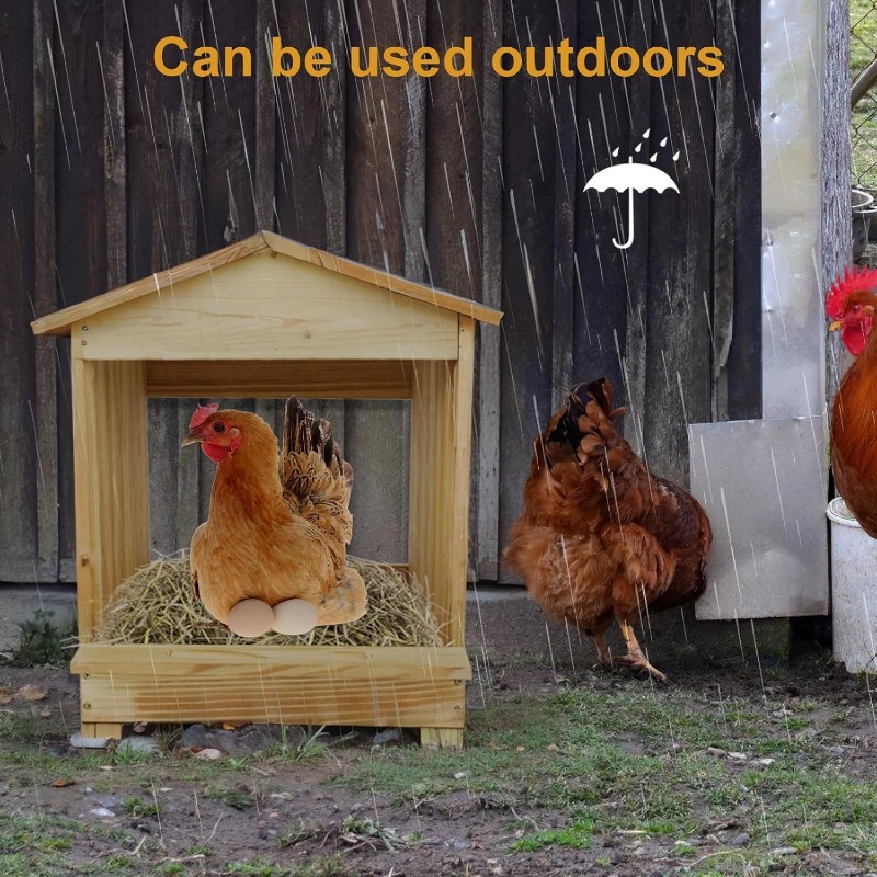Outdoor Wooden Chicken Coop with Rain Shelter