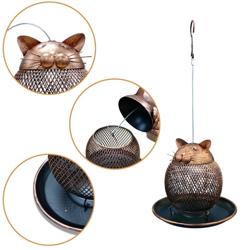 Retro Iron Hanging Bird Feeder for Outdoor