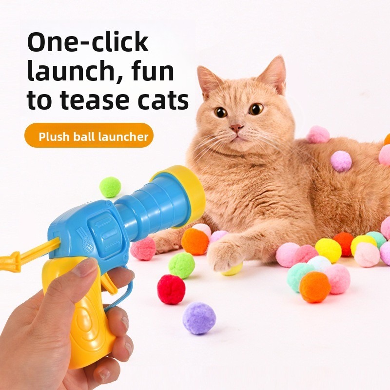 Cat Ball Launcher Toy with Soft Balls