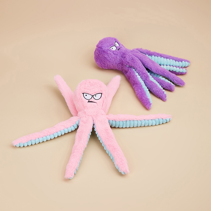 Squeaky Plush Octopus for Small Pets