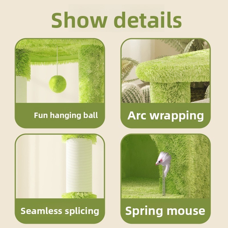 Fluffy Wooden Cat Villa with Sisal