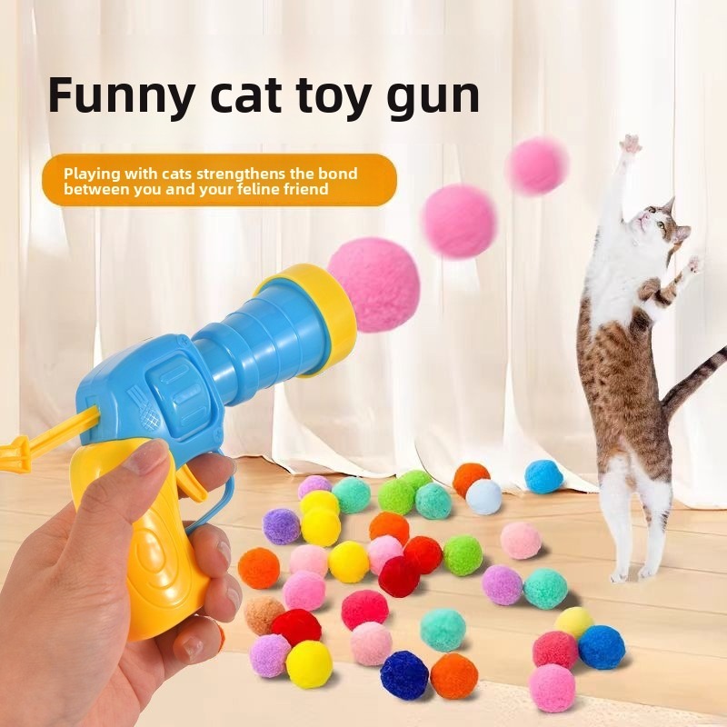 Cat Ball Launcher Toy with Soft Balls