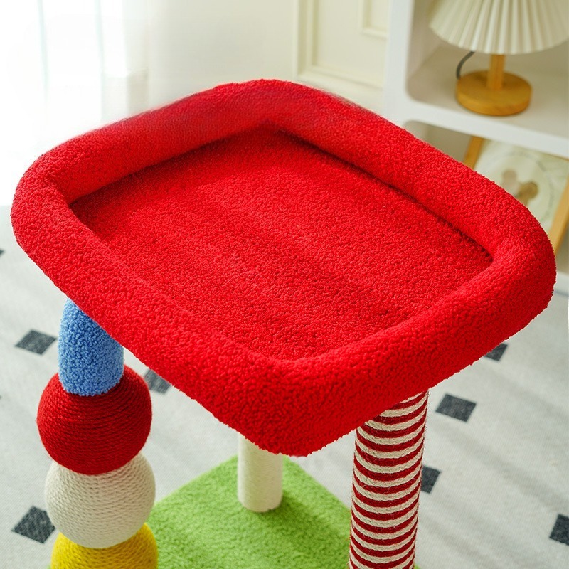 U-Shape Cat Climbing Frame with Pompom Toys