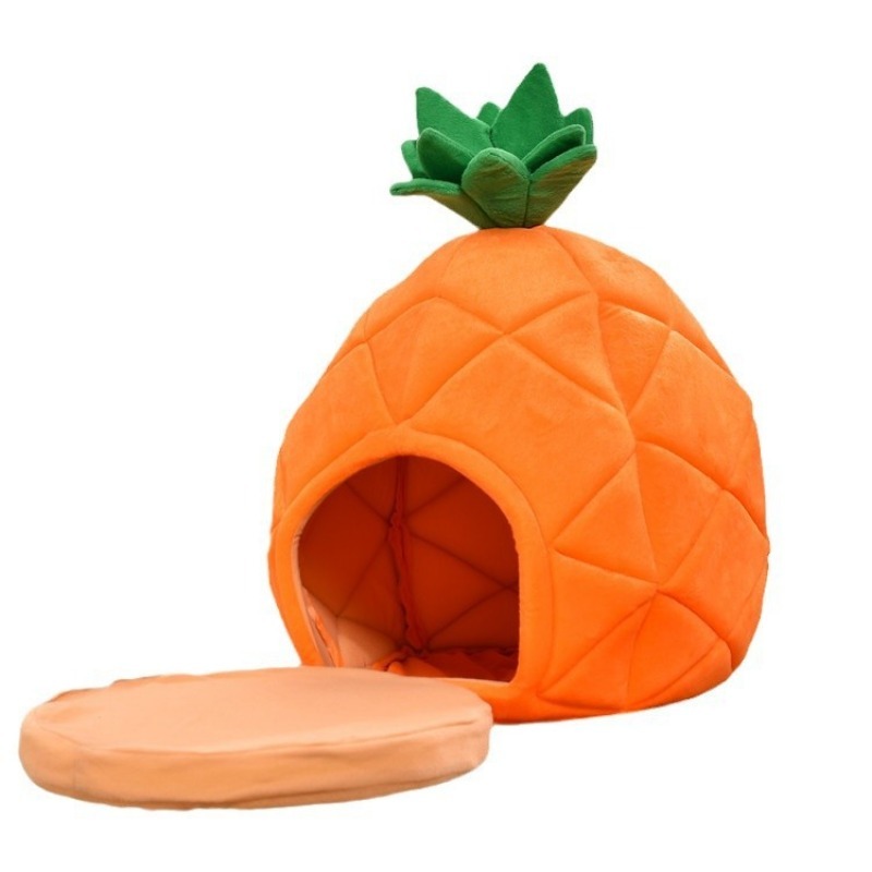 Pineapple Shaped Velvet Pet Bed for Small Animals