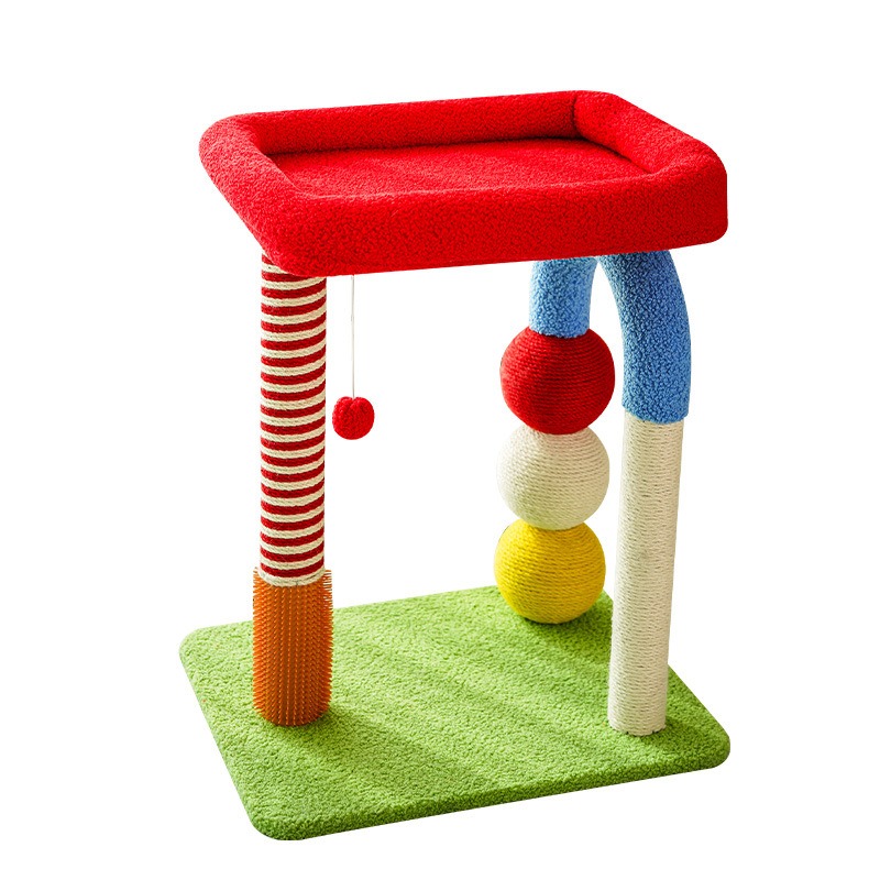 U-Shape Cat Climbing Frame with Pompom Toys