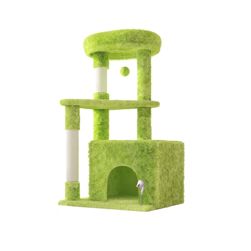 Fluffy Wooden Cat Villa with Sisal