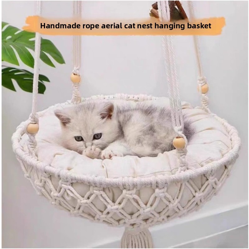 Hanging Cotton Rope Cat Hammock Basket