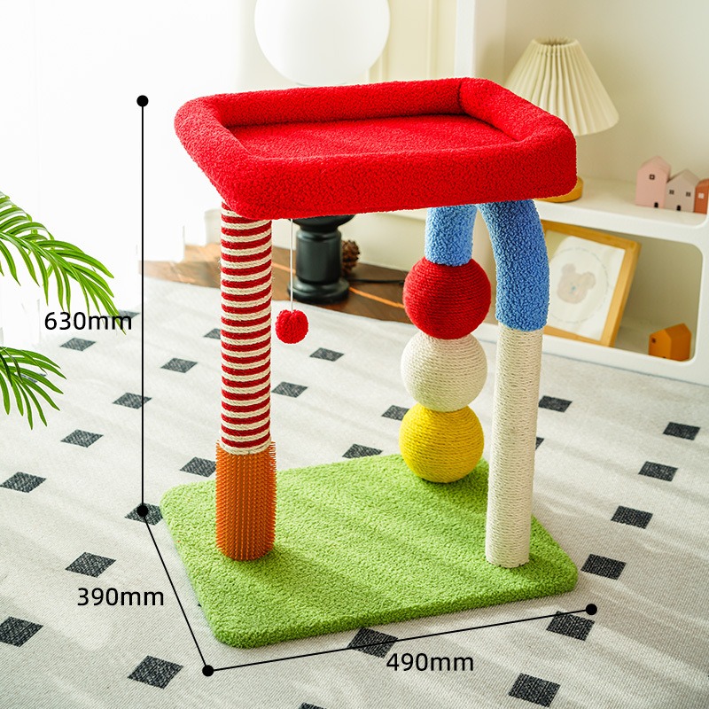 U-Shape Cat Climbing Frame with Pompom Toys