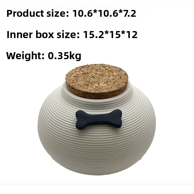 Ceramic Pet Memorial Urn with Bone-Shaped Metal Tag