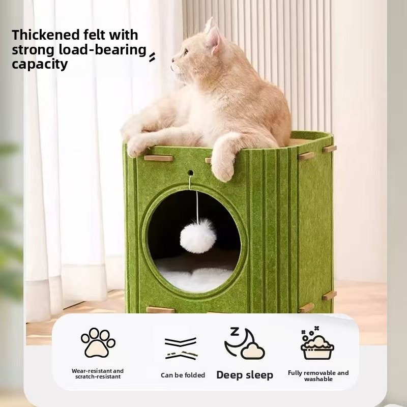 Modern Cat Tree Combo with Scratcher and Bed